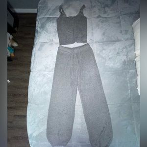 SKIMS Gray Cozy Knit Tank Top and Joggers Set